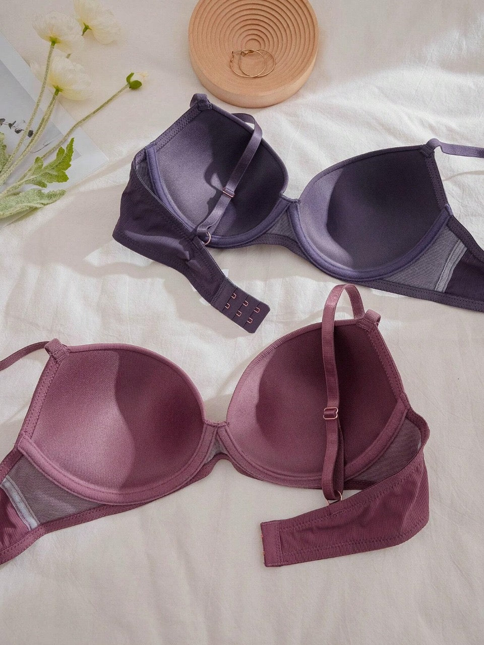 Women Solid Color Simple And Comfortable Bra (Steel Ring, 5 Pieces/Set)