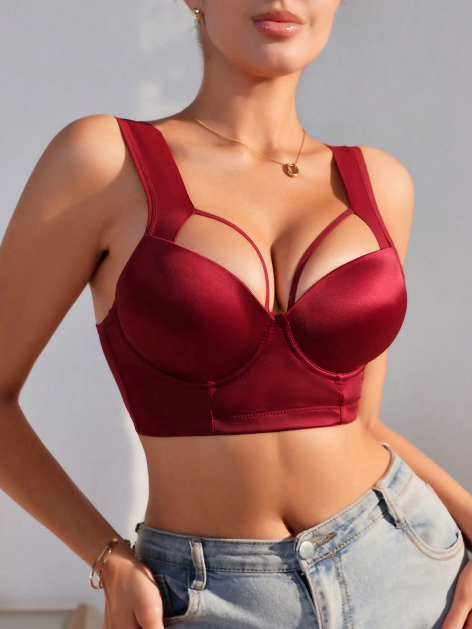 Solid Color Hollow Out Everyday Bra