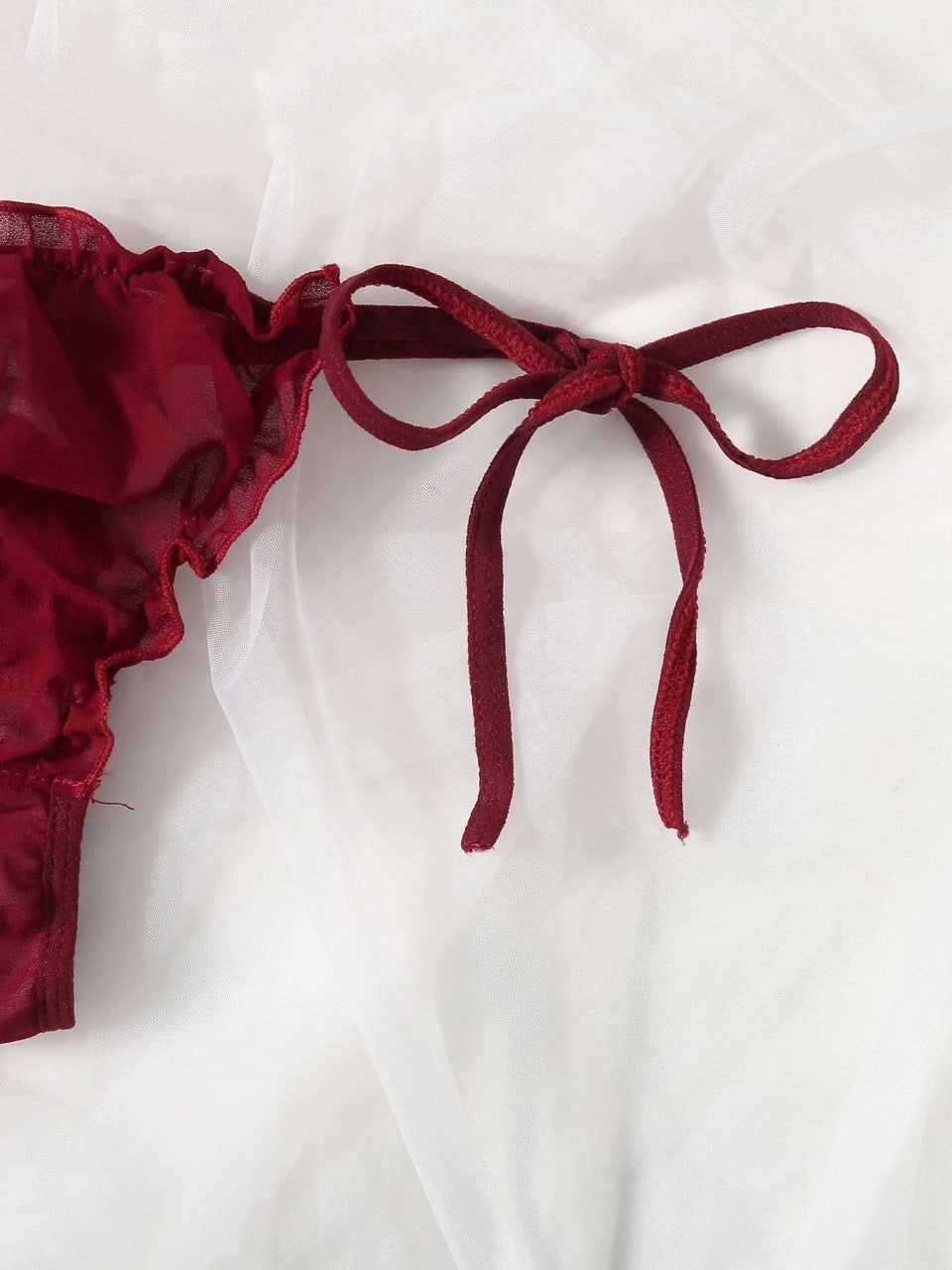 Pure Desire Frill Trim Chiffon Lingerie Set