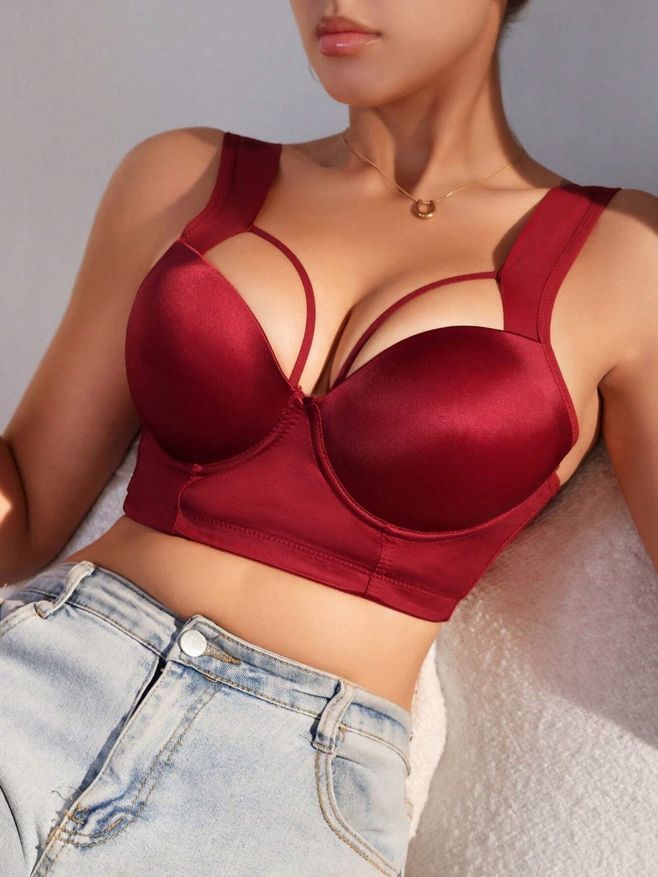 Solid Color Hollow Out Everyday Bra