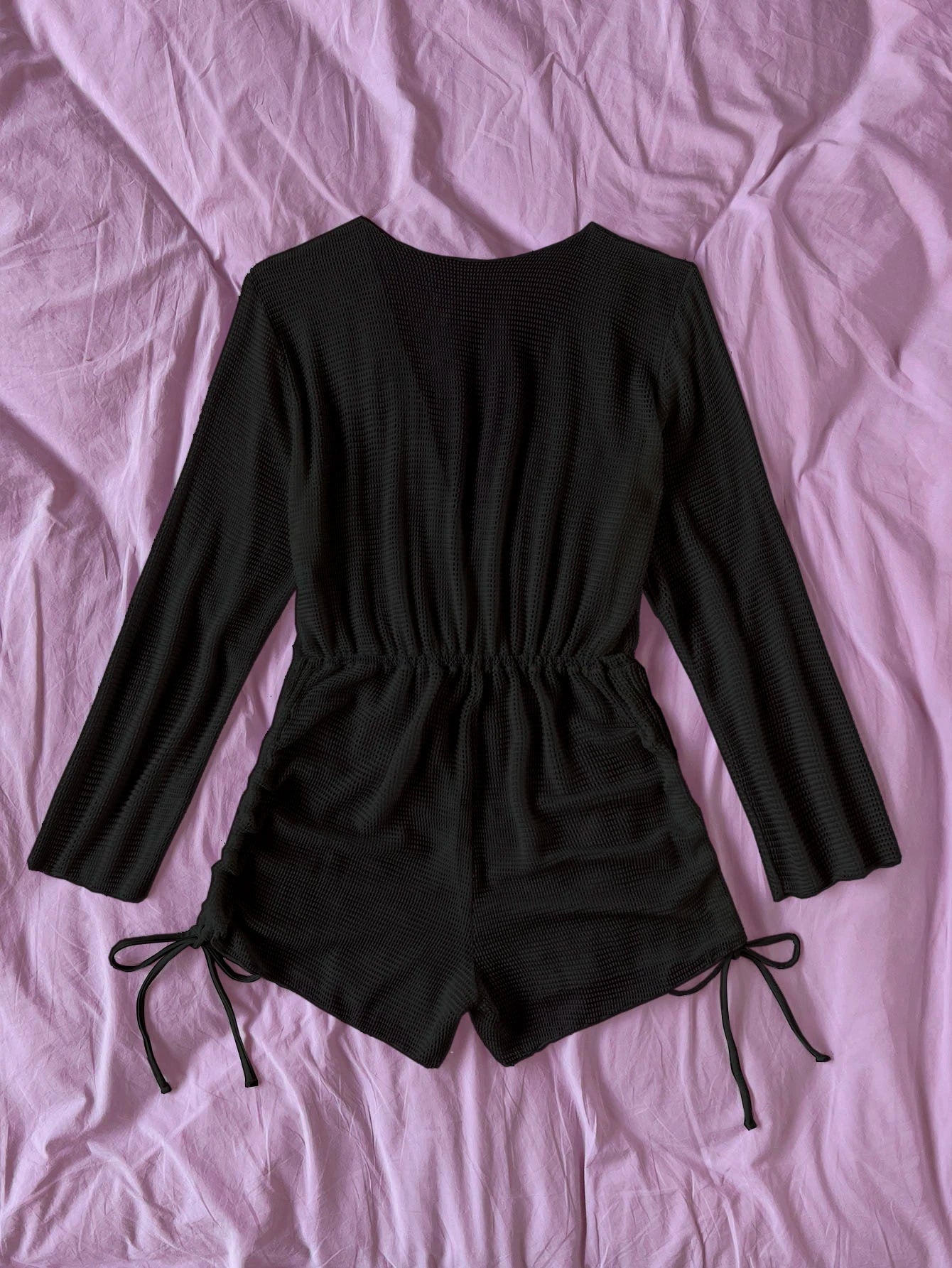Hollow out drawstring side coverup