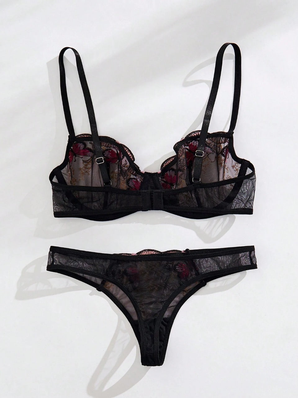 Women's Butterfly Embroidery Bra And Triangle Panties set