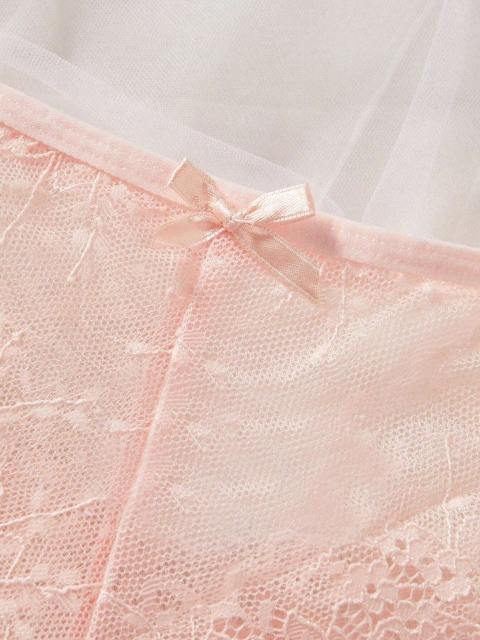 1pc/Set Bow Detail Underwired Lace Bra And Panty Set Sexy Lingerie