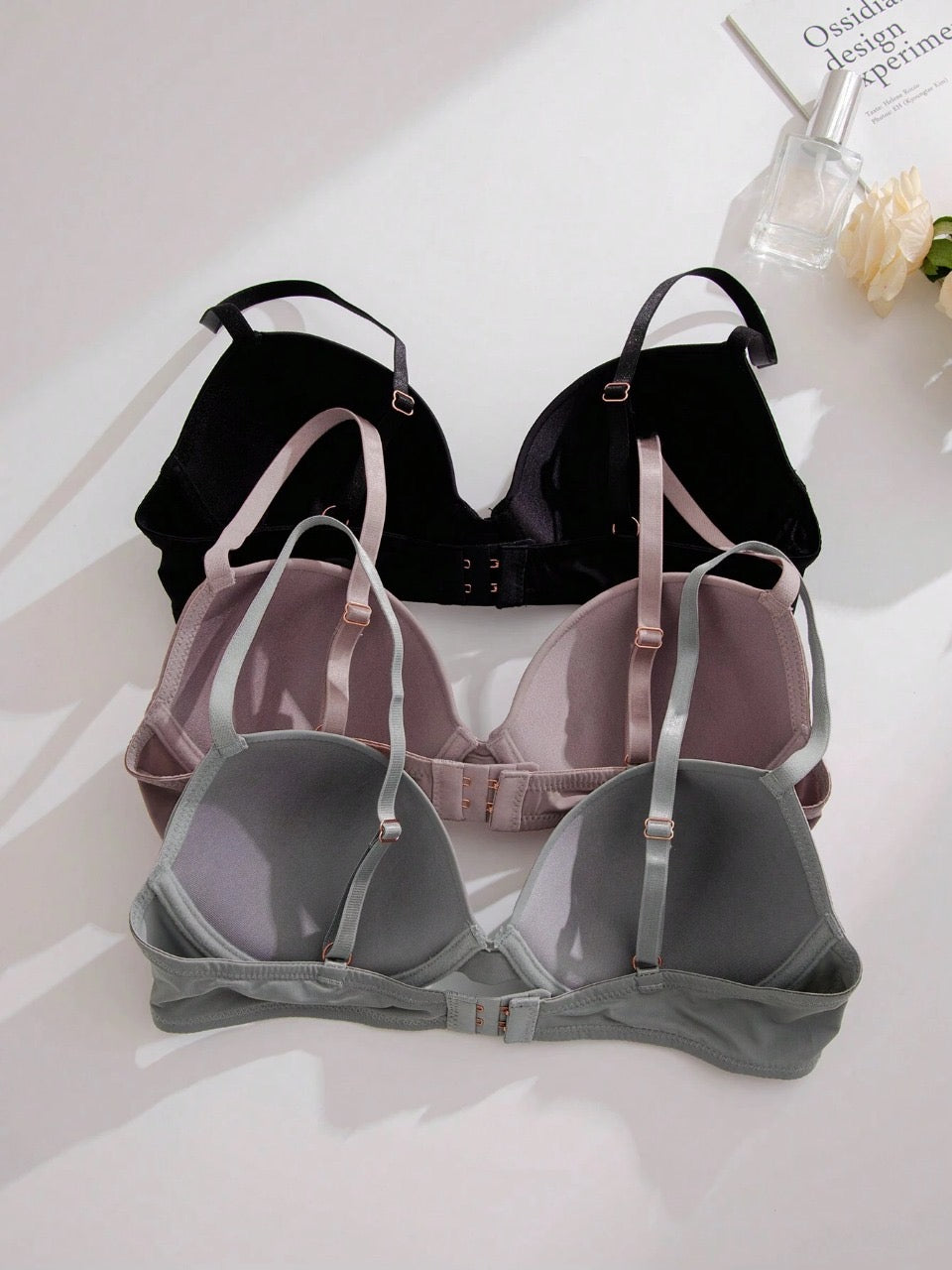 3pcs Solid Underwire Bra