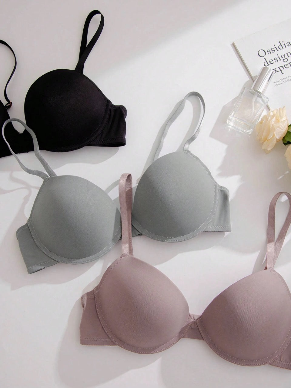 3pcs Solid Underwire Bra
