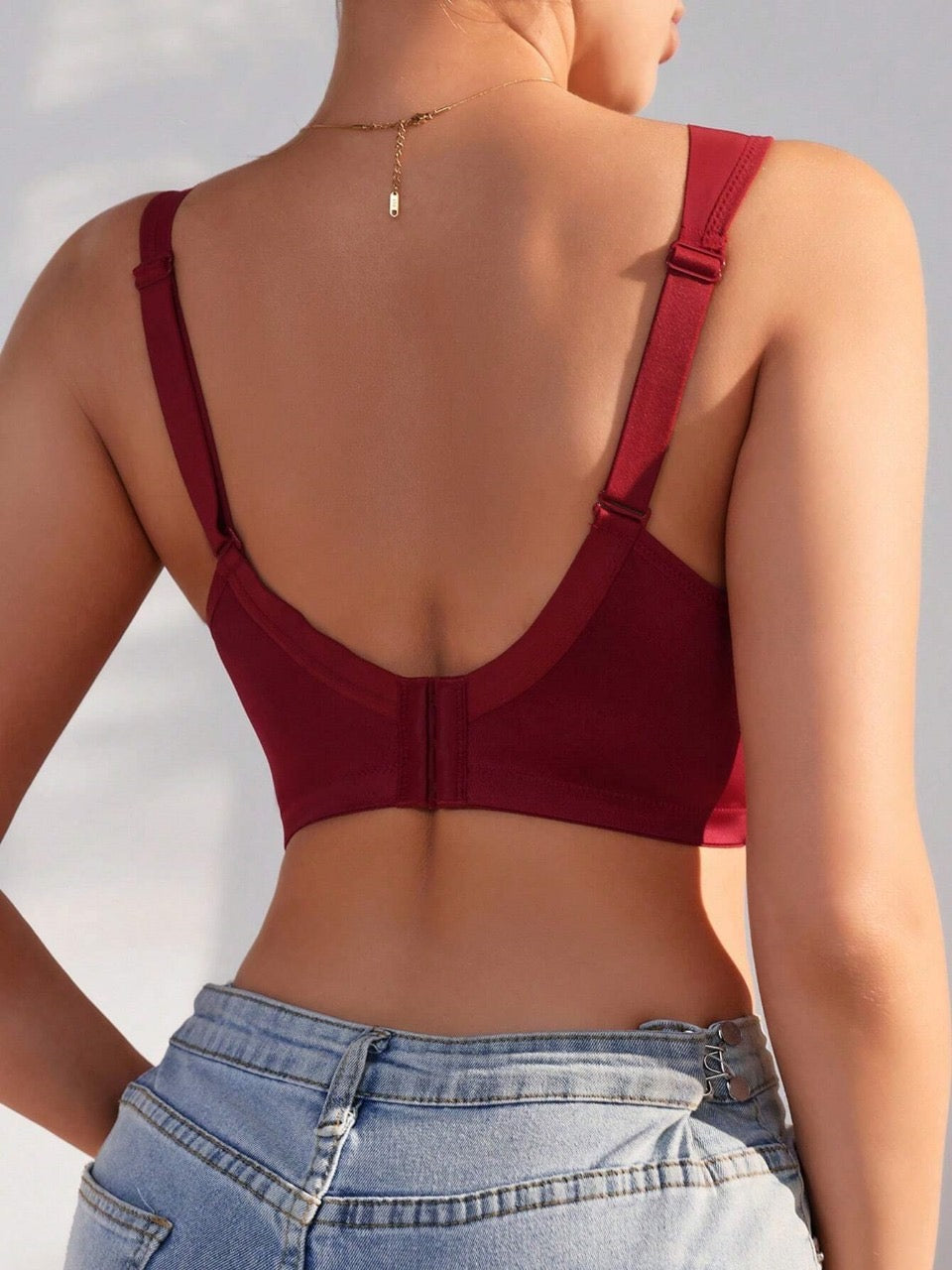 Solid Color Hollow Out Everyday Bra