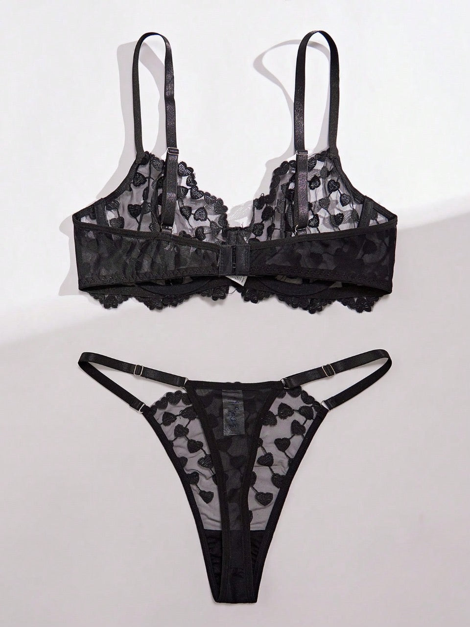 Women'S Sexy Lingerie Set With Heart-Shaped Embroidery (Valentine'S Day Style)