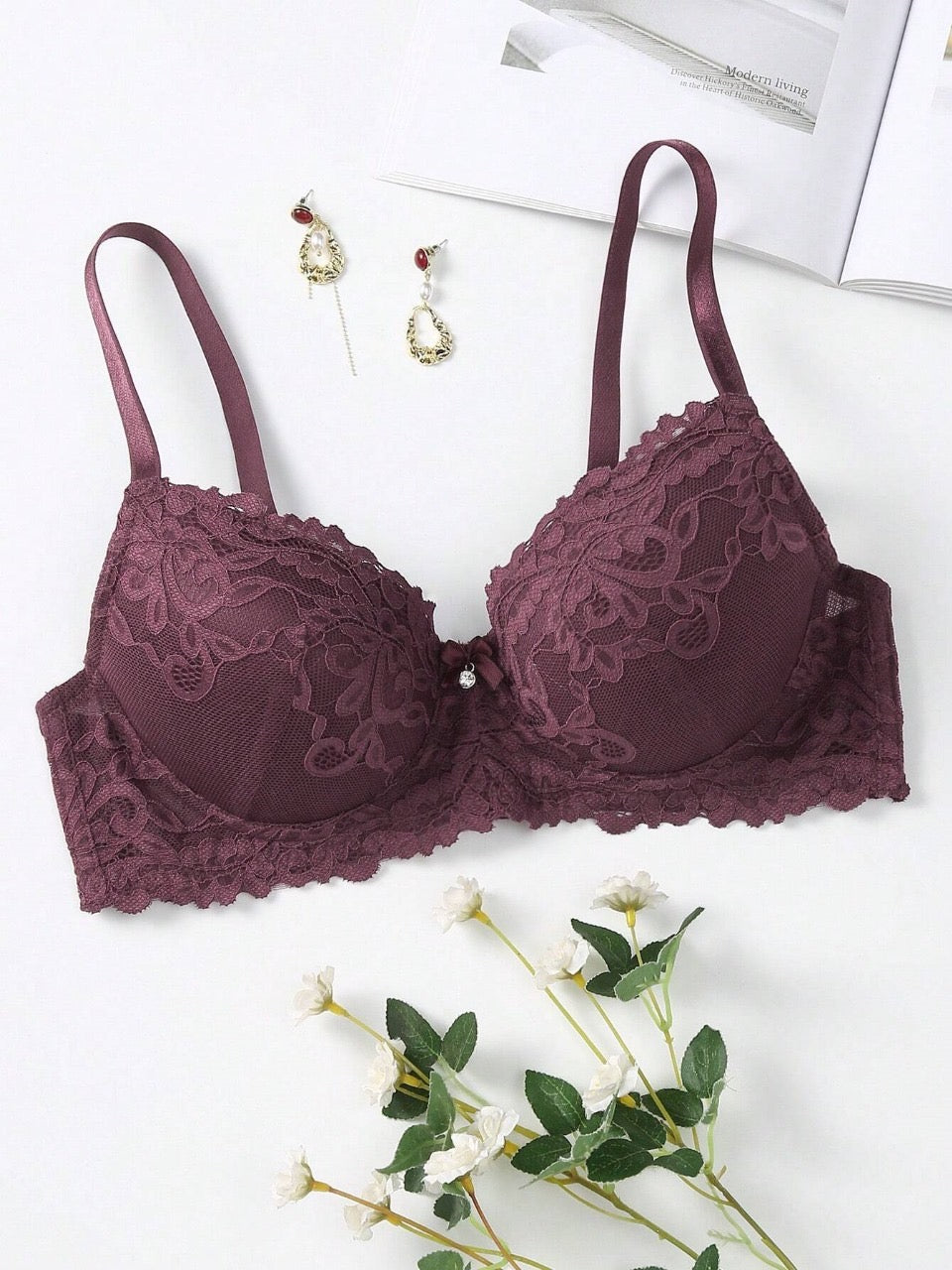 Floral Lace Underwire Bra Lingerie