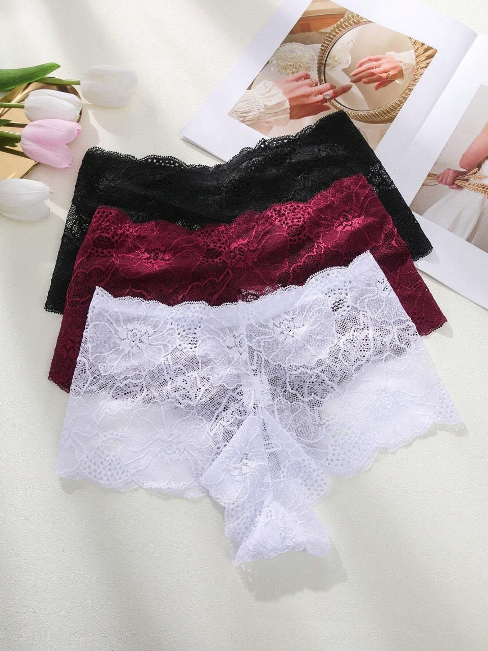 3pcs/Pack Women's Lace Triangle Panties Lingerie