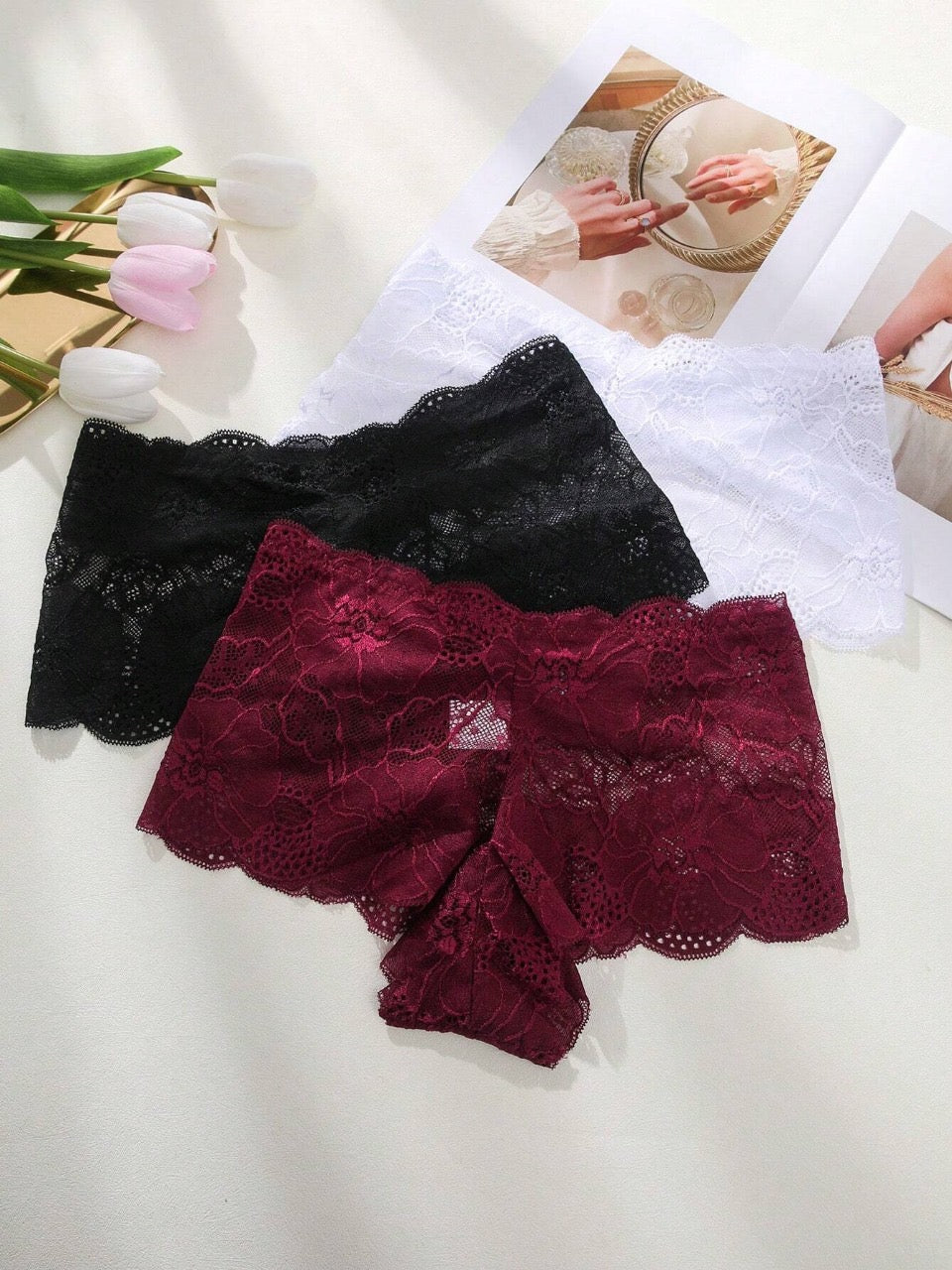 3pcs/Pack Women's Lace Triangle Panties Lingerie