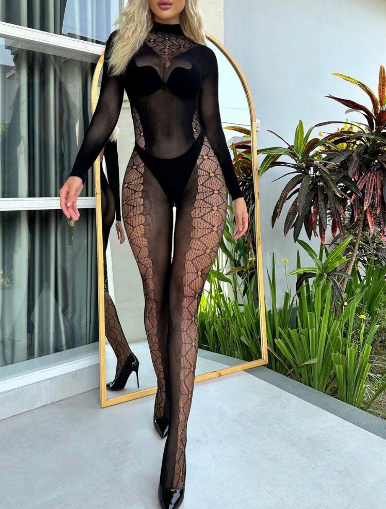Music Festival Women's Long Sleeve Backless Bodysuit