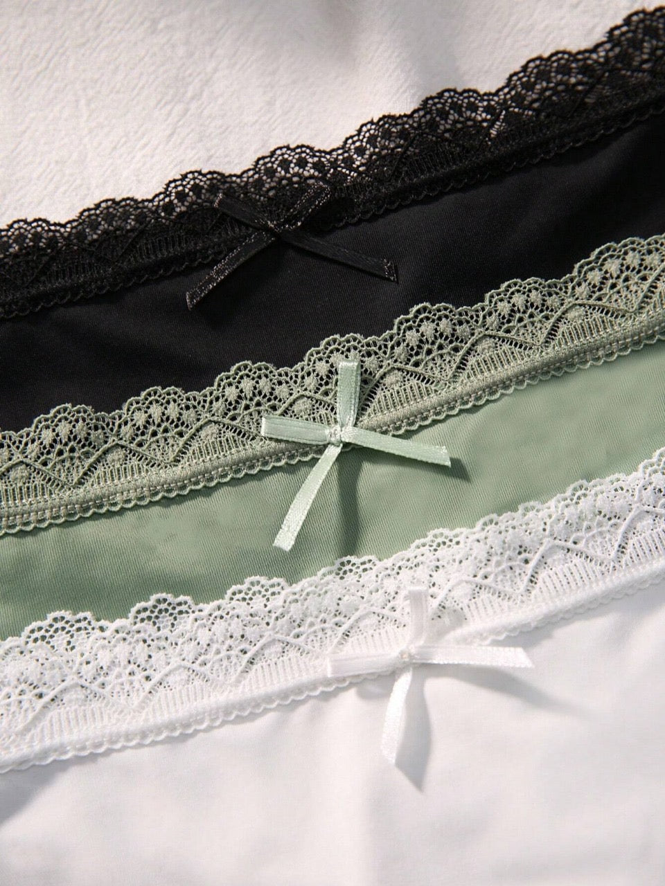 3pcs/Set Women's Ice Silk Lace Splicing Triangle Panties