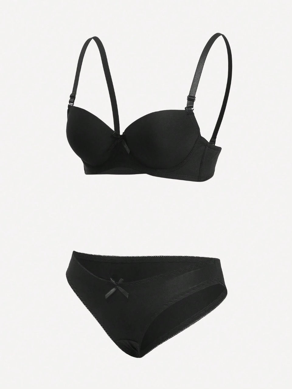 2sets Solid Underwire Lingerie Set