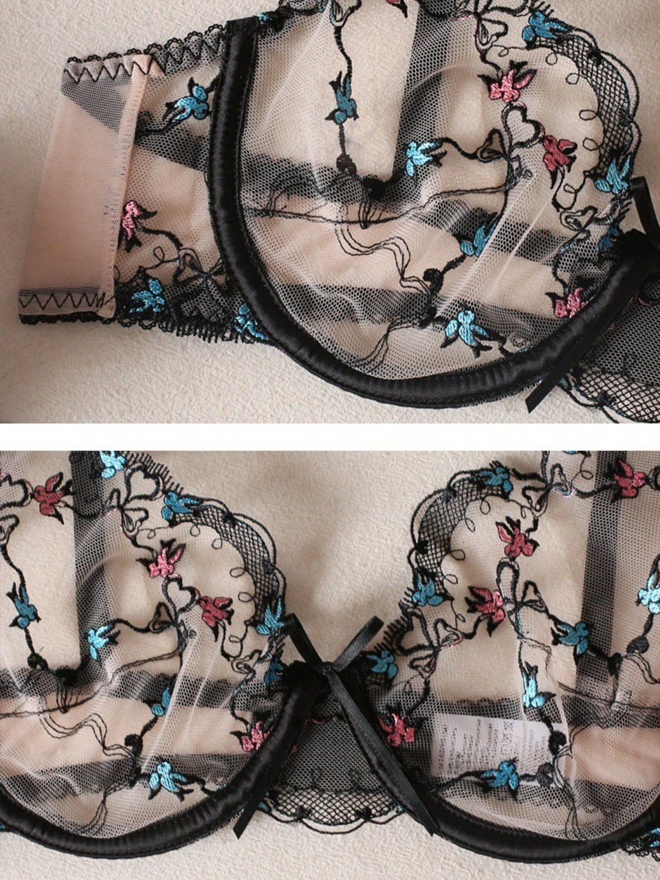 2pcs/set French Romantic Wedding Exquisite Women's Lingerie Set, Luxury Lace Embroidery Push Up Bra And Panty