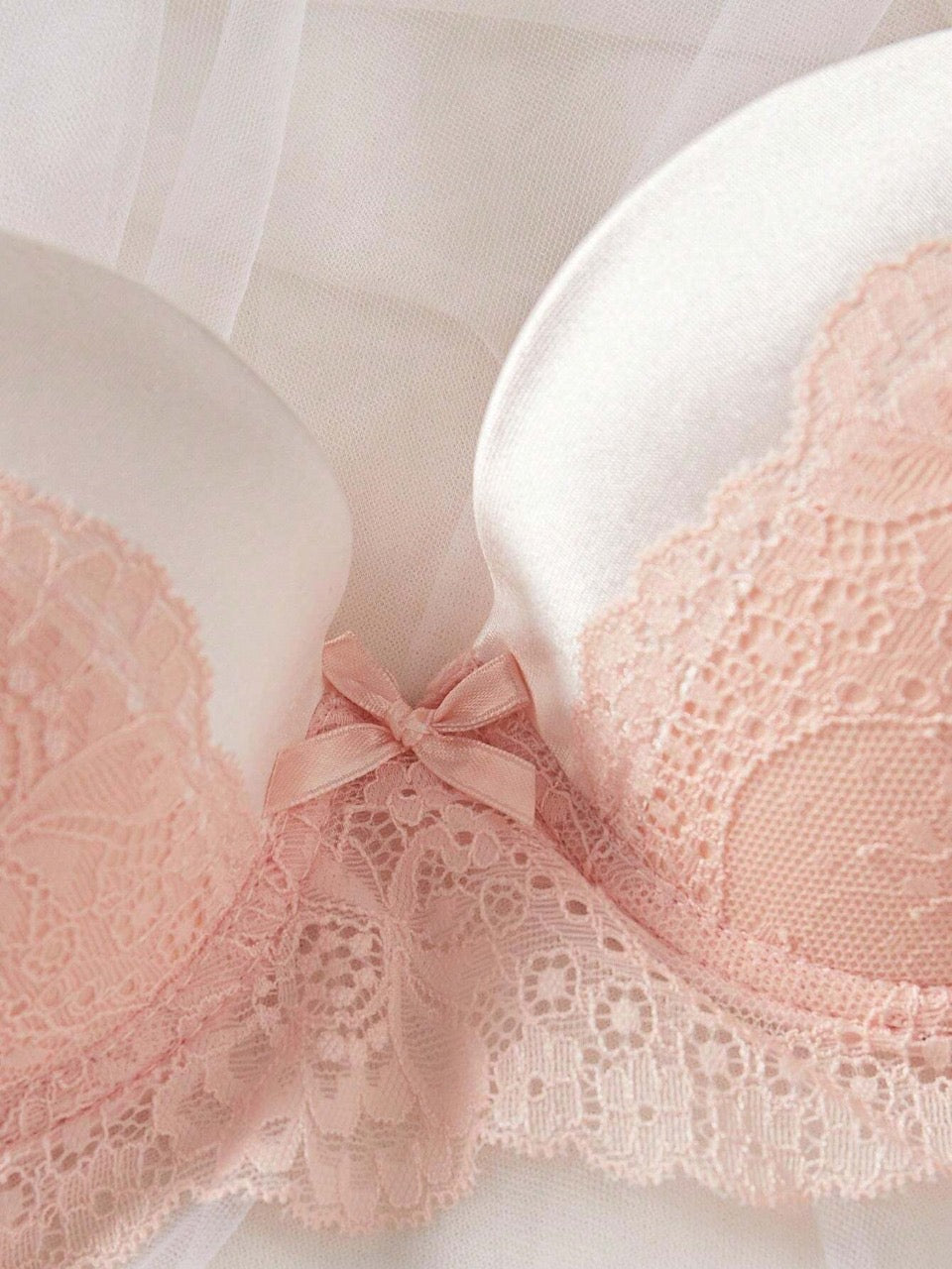 1pc/Set Bow Detail Underwired Lace Bra And Panty Set Sexy Lingerie
