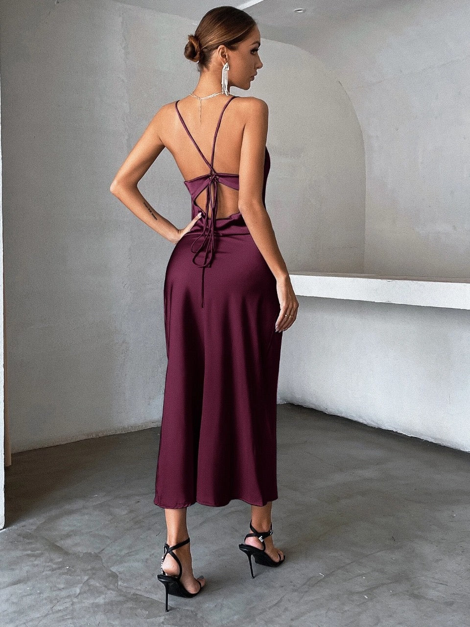 Privé Solid Tie Backless Cami Dress