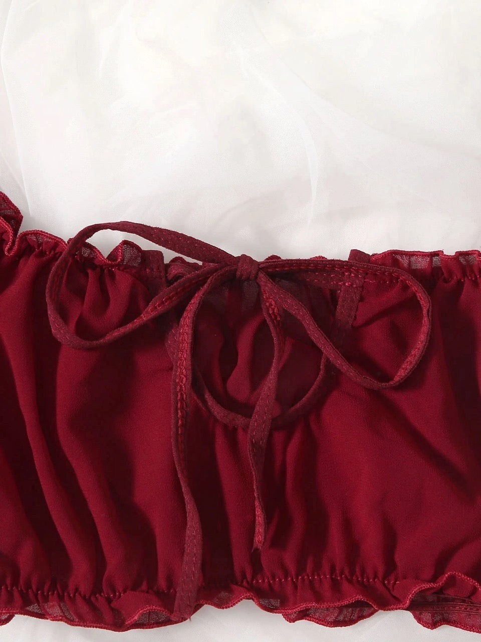 Pure Desire Frill Trim Chiffon Lingerie Set