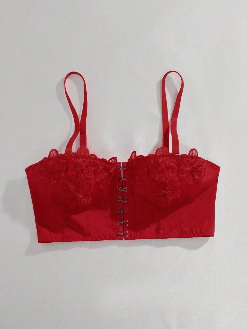 3D Flower Decoration Solid Color Women Bra