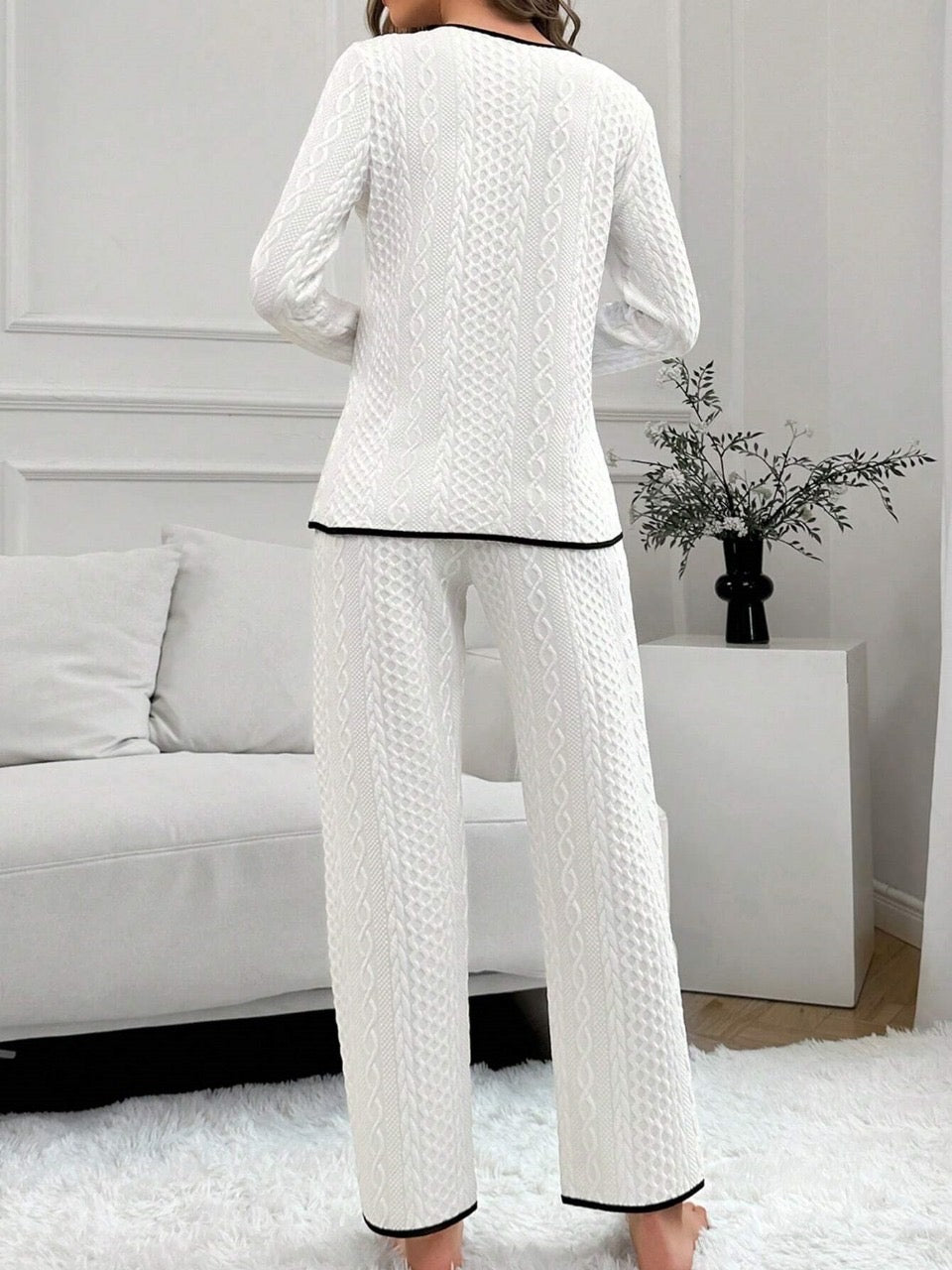 Contrast Binding Button Front Lounge Set