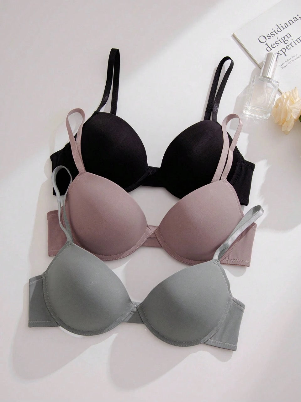 3pcs Solid Underwire Bra