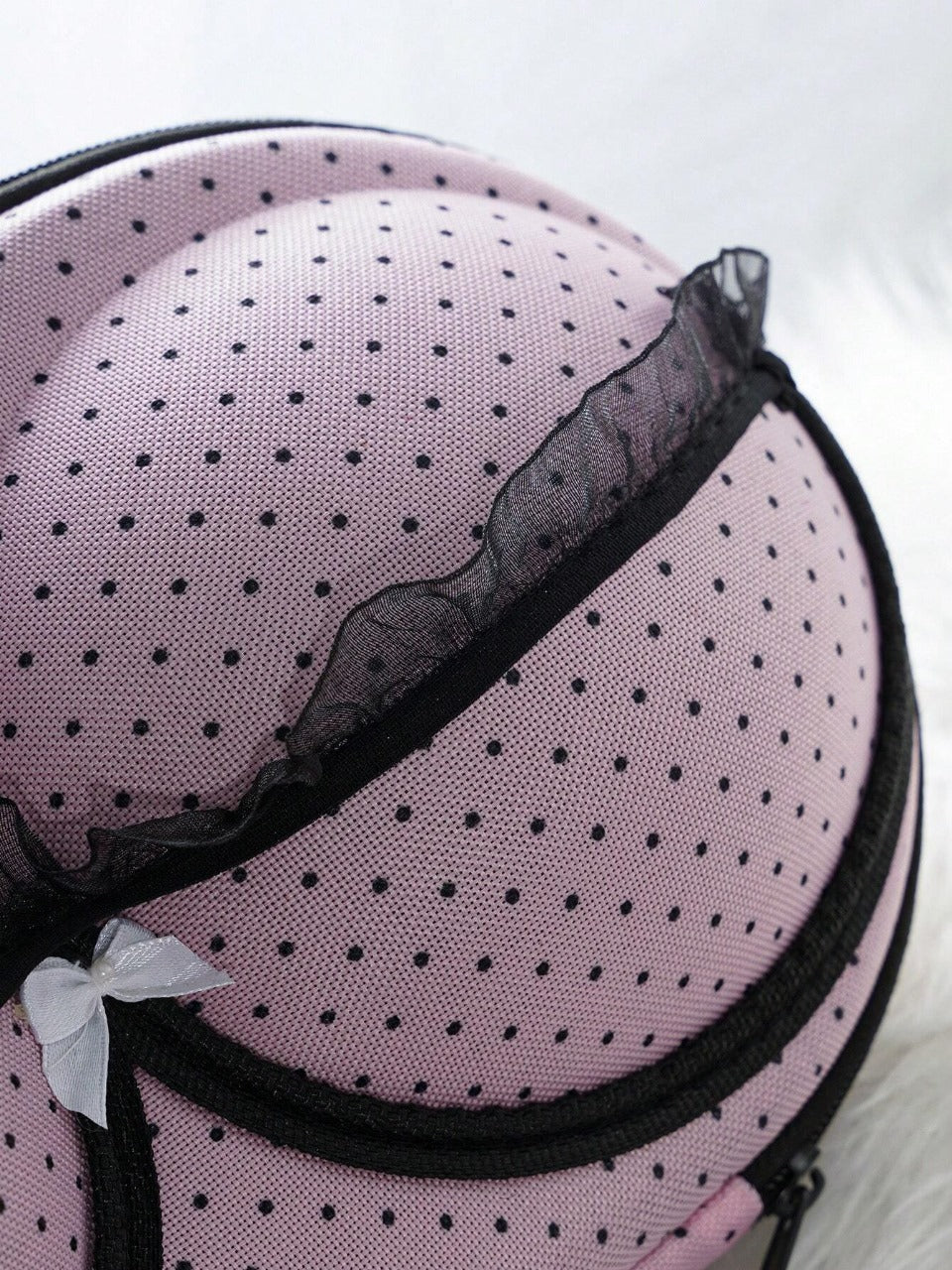 Women's Polka Dot Lace Bow Decor Creative Fashion Personality Underwear Travel Case