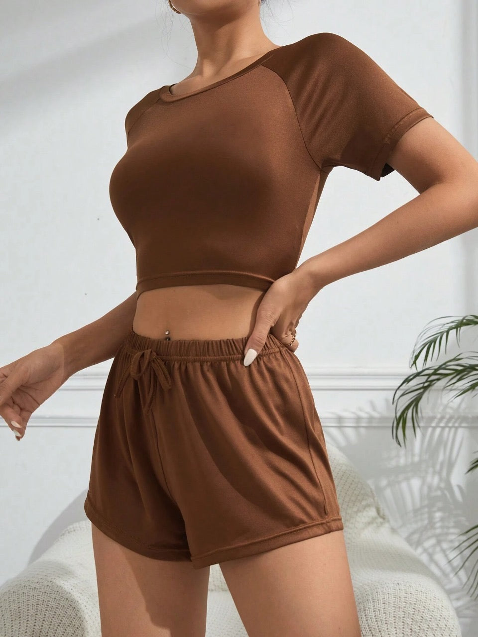 Women's Solid Color Casual Home Wear Set