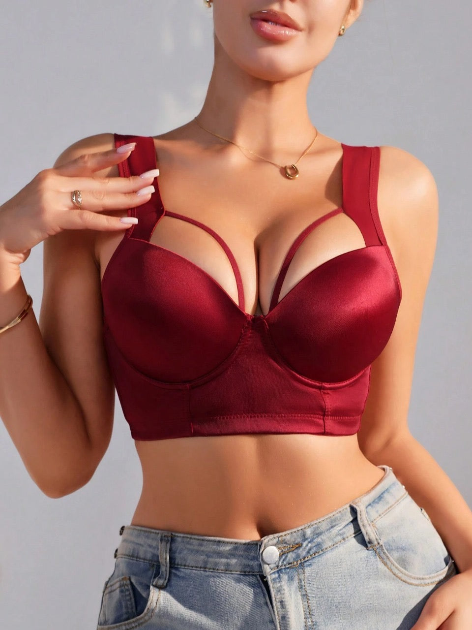 Solid Color Hollow Out Everyday Bra