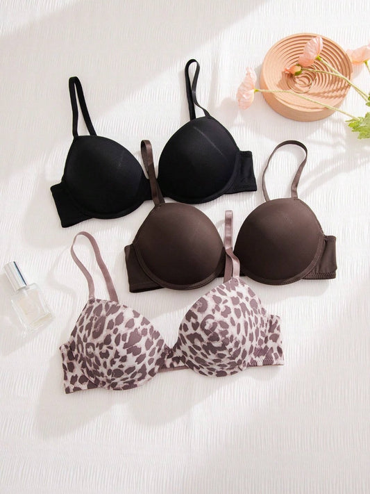 Smooth Surface 3-Piece Set Bra (With Underwire)