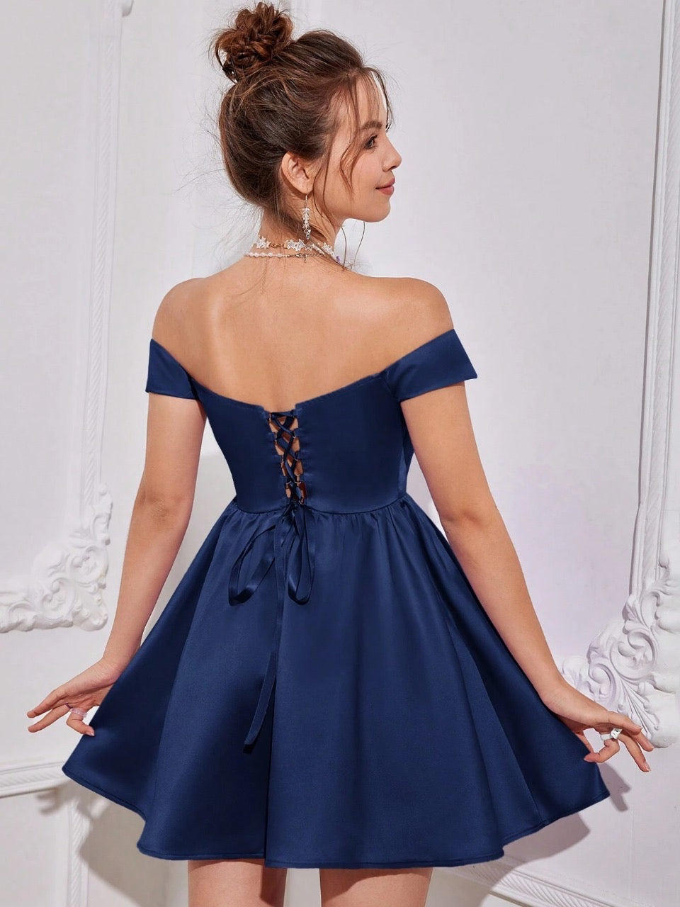 Belle Women's Off Shoulder Flared Hem Dress