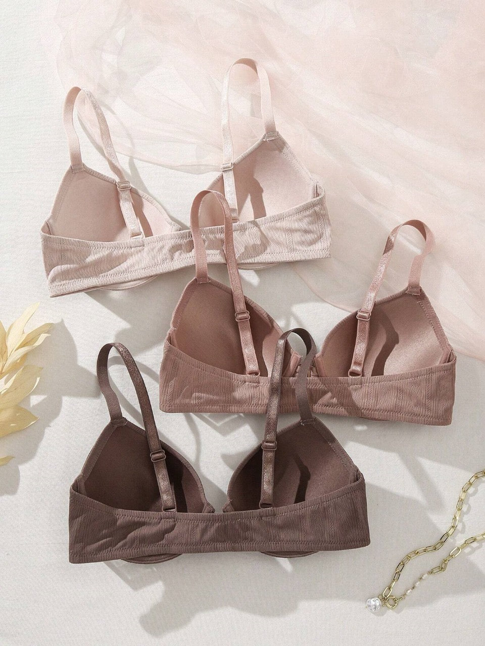 3pcs Casual Comfortable Breathable Front Buckle Bra That Supports And Lifts The Chest, Prevents Sagging, And Shapes The Chest And Shoulder
