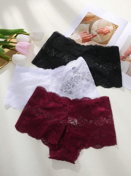 3pcs/Pack Women's Lace Triangle Panties Lingerie