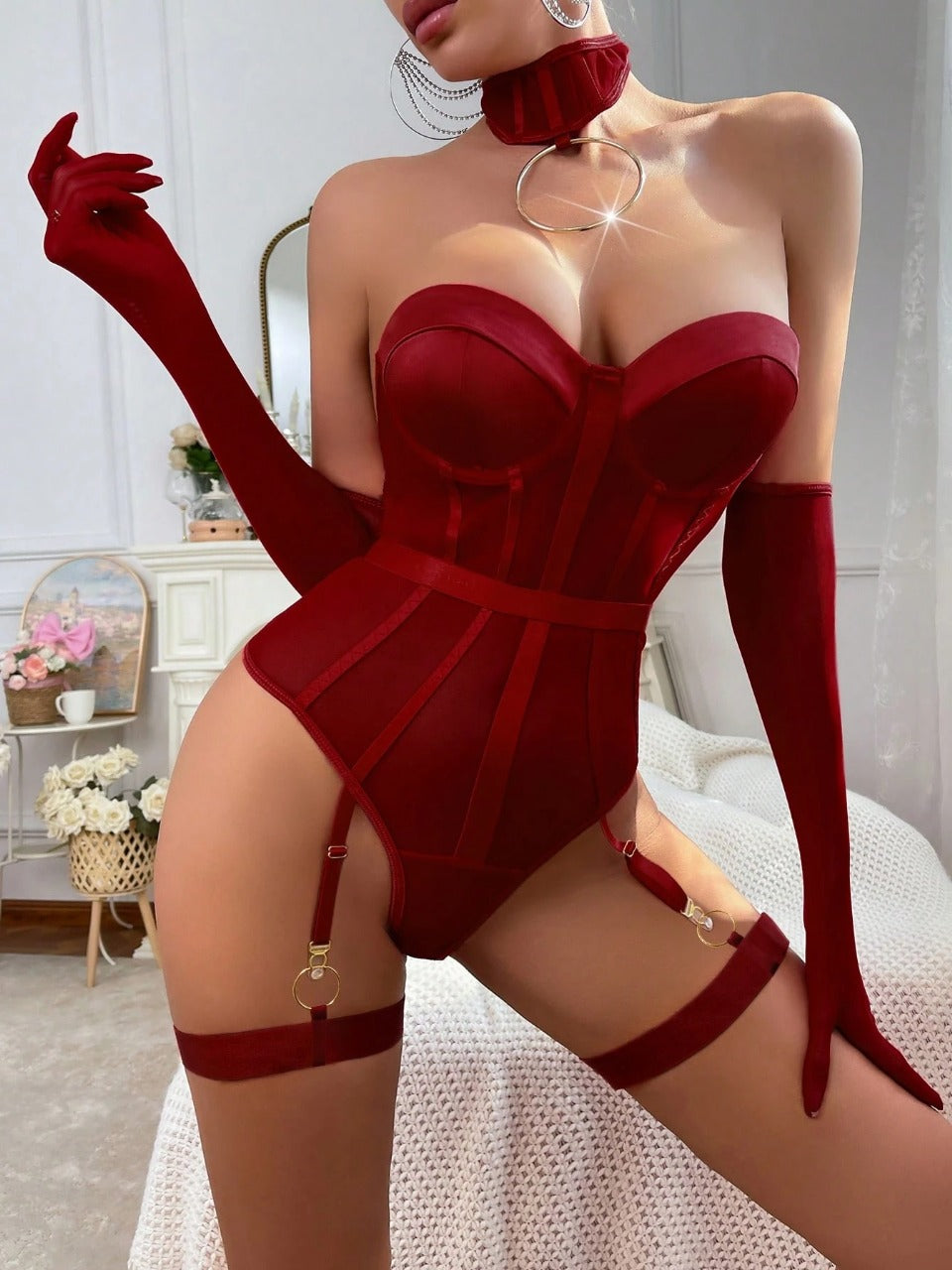6pcs Black Elegant & Sexy Women's Jumpsuit Set