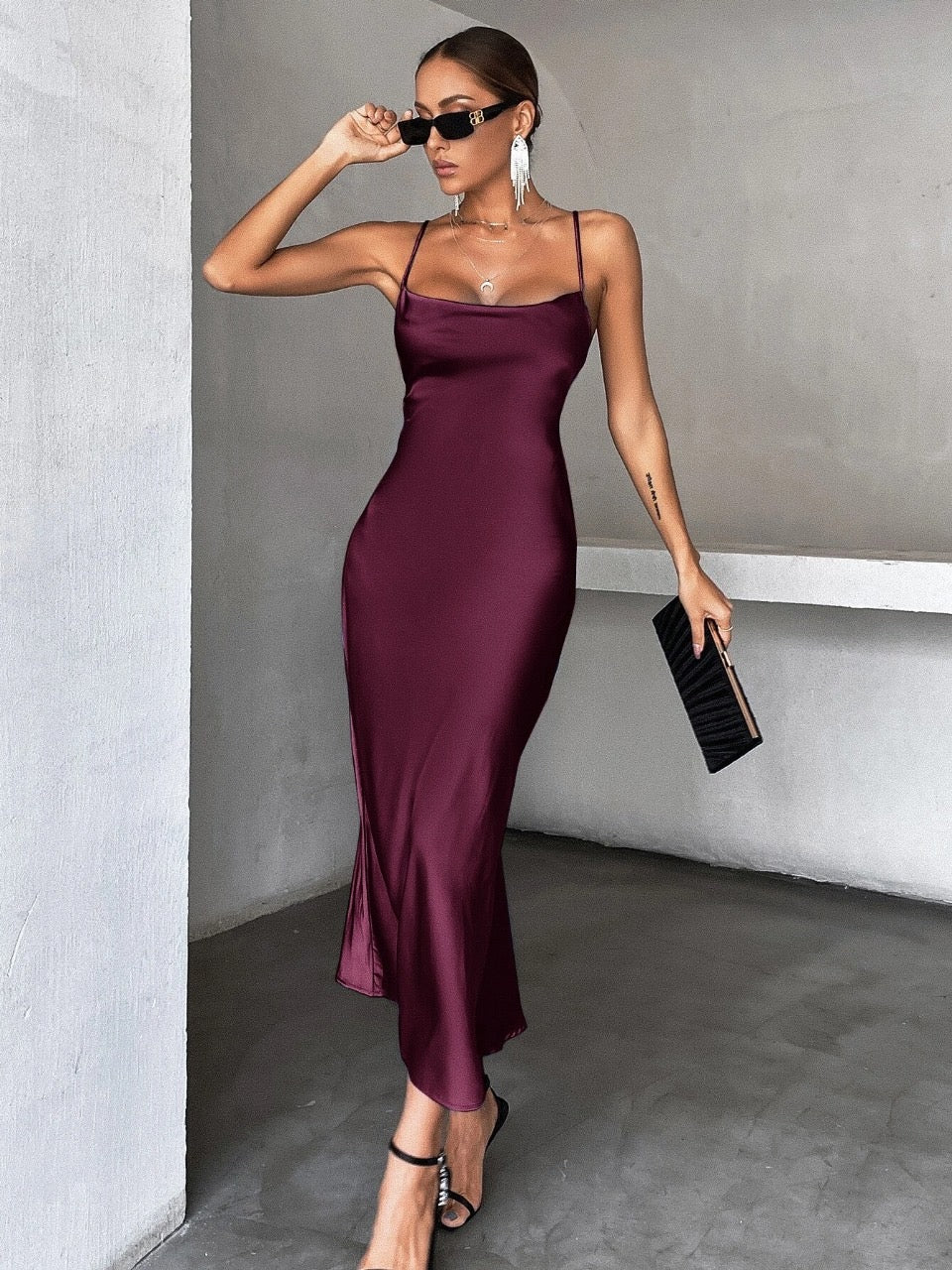 Privé Solid Tie Backless Cami Dress