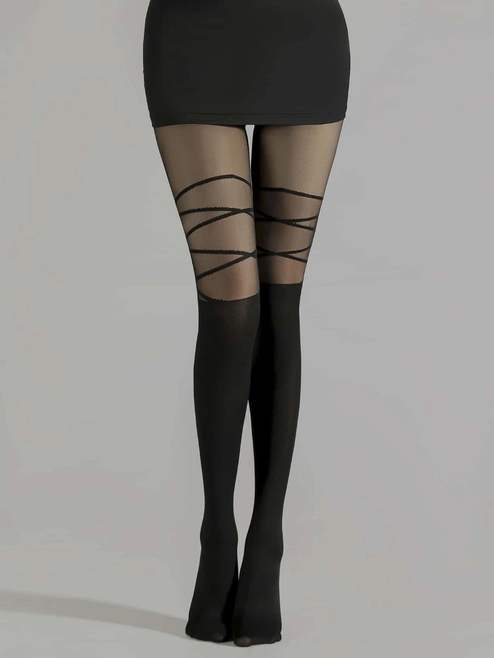 1pair Geometric Pattern Black Tights
